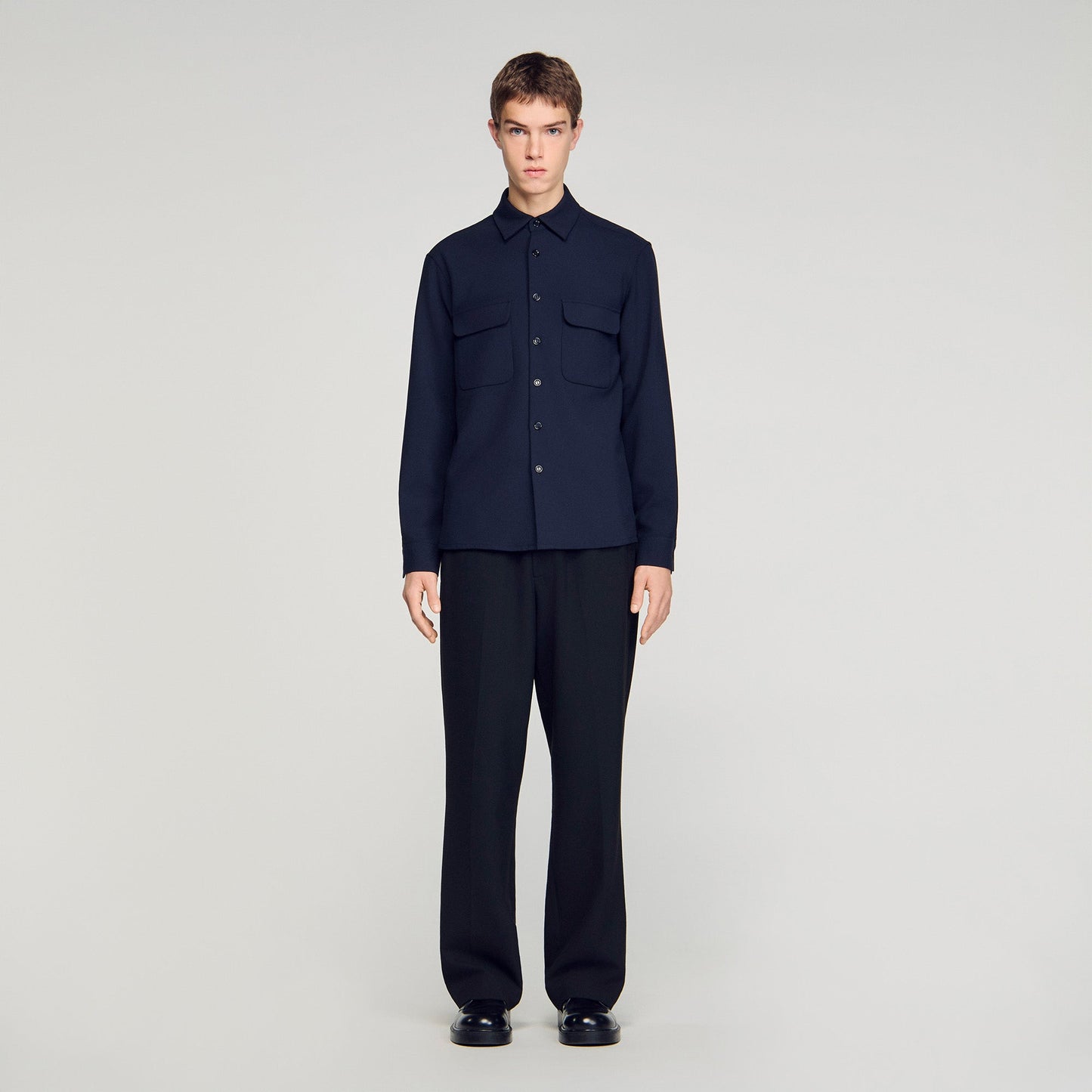 Joker Pocket Patch Pocket Shirt Navy Blue