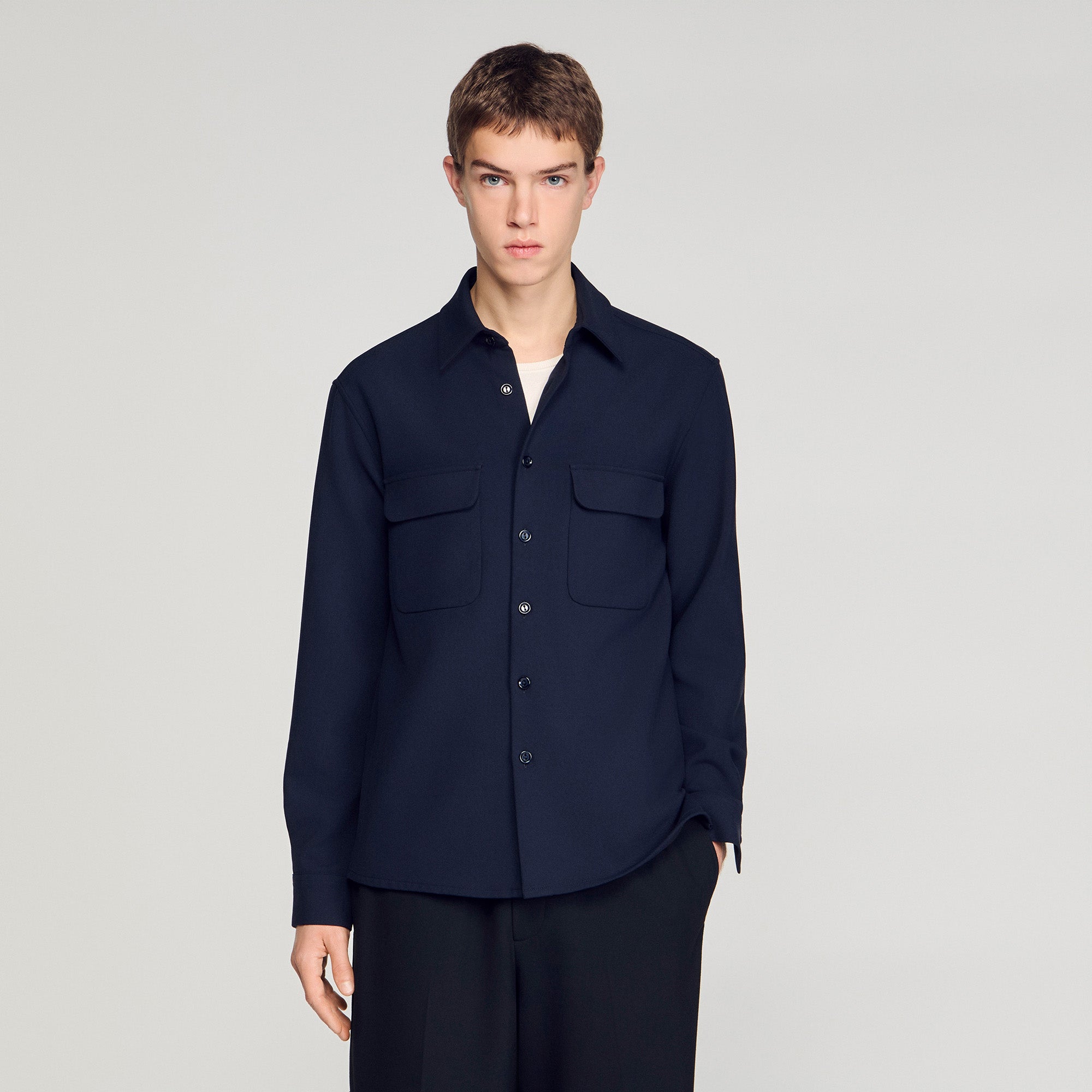 Joker Pocket Patch Pocket Shirt Navy Blue