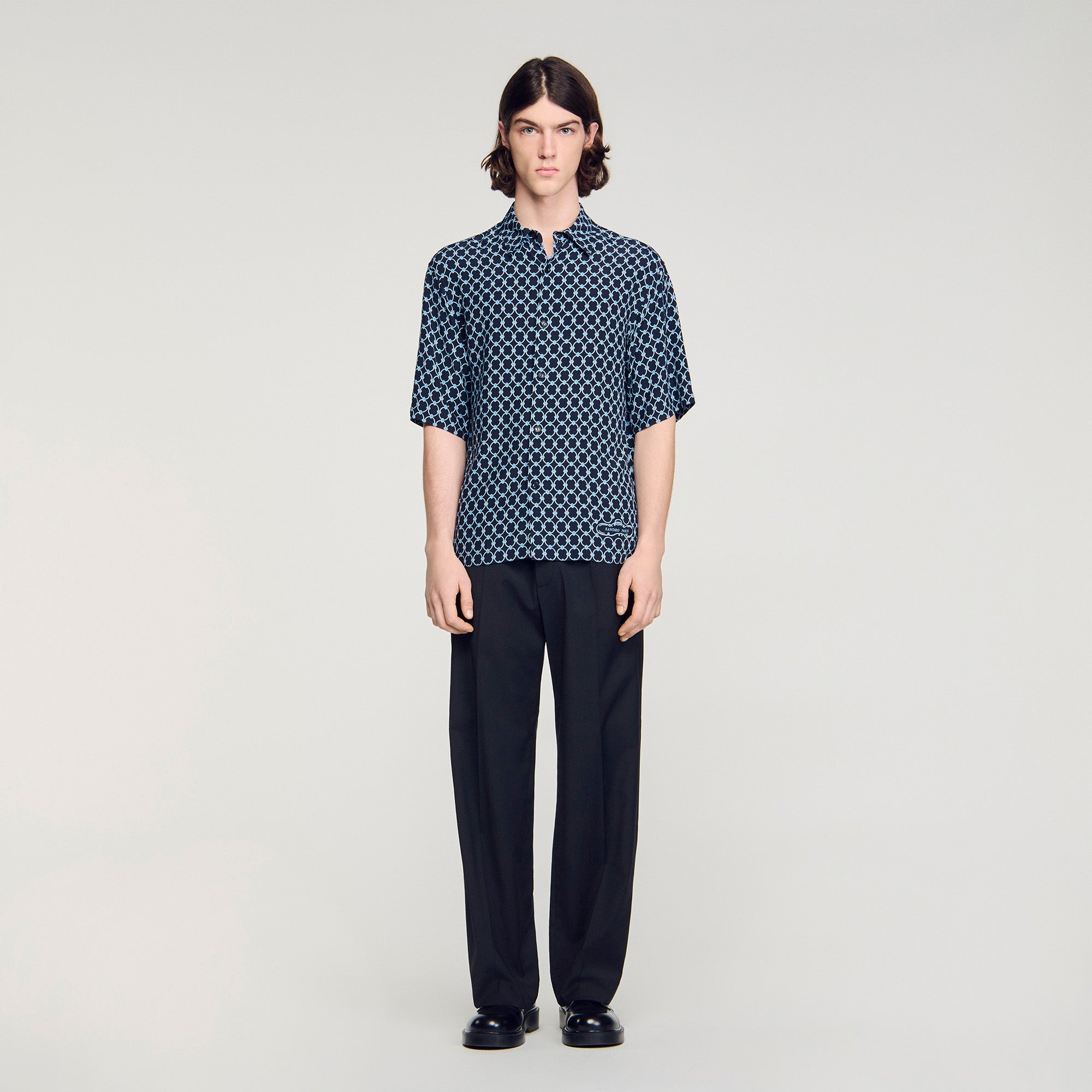 Catena Shirt Mc Link Print Loose-Fit Shirt Navy Blue