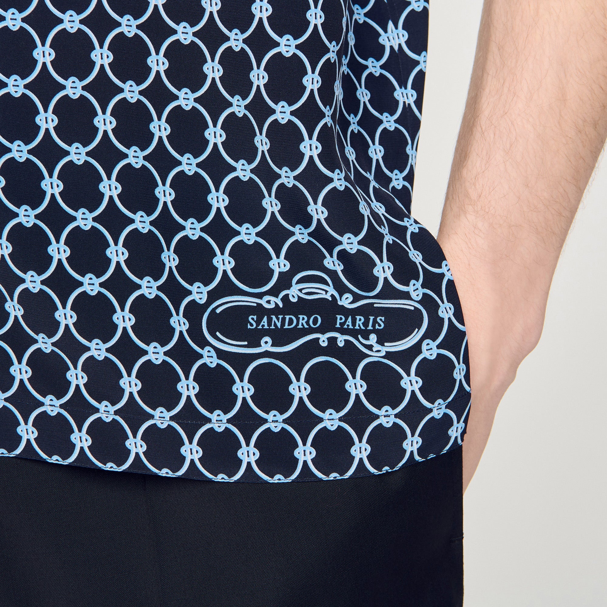 Catena Shirt Mc Link Print Loose-Fit Shirt Navy Blue