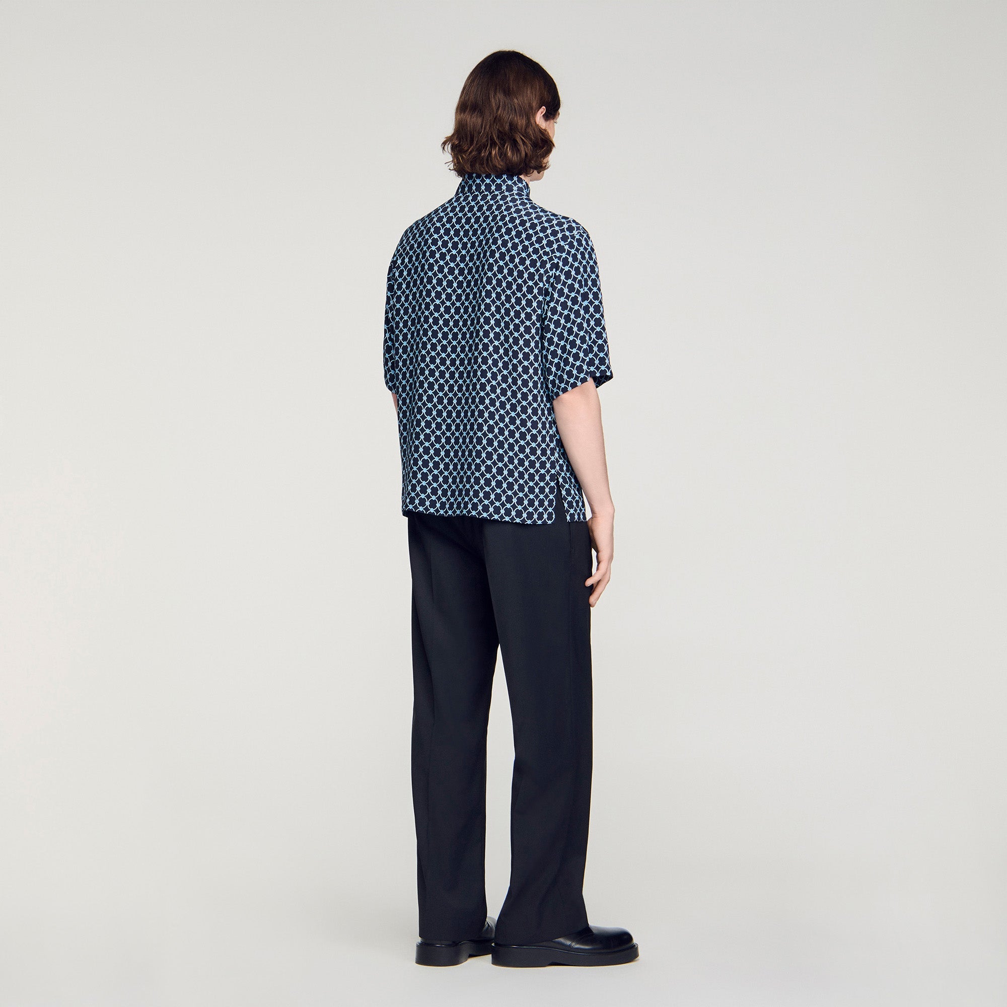 Catena Shirt Mc Link Print Loose-Fit Shirt Navy Blue