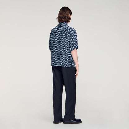 Catena Shirt Mc Link Print Loose-Fit Shirt Navy Blue