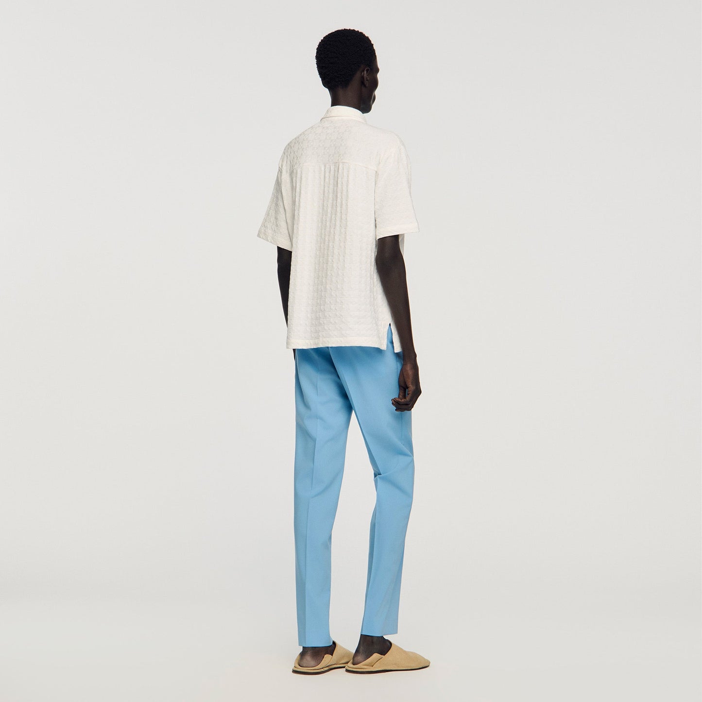 Jersey Cross Shirt Square Cross Cotton Jacquard Shirt White