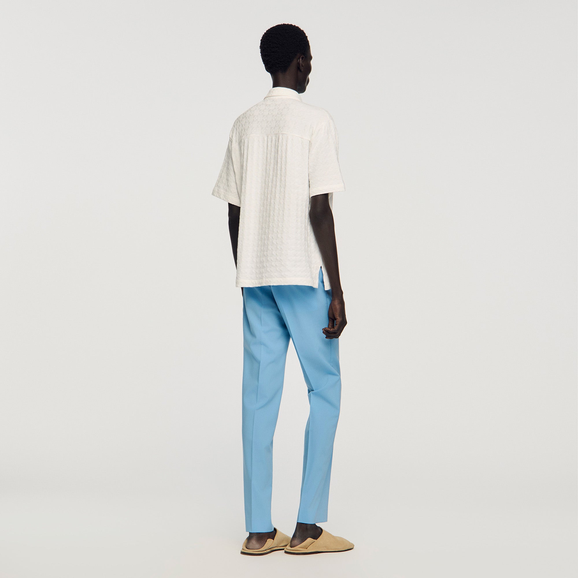 Jersey Cross Shirt Square Cross Cotton Jacquard Shirt White