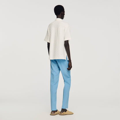 Jersey Cross Shirt Square Cross Cotton Jacquard Shirt White
