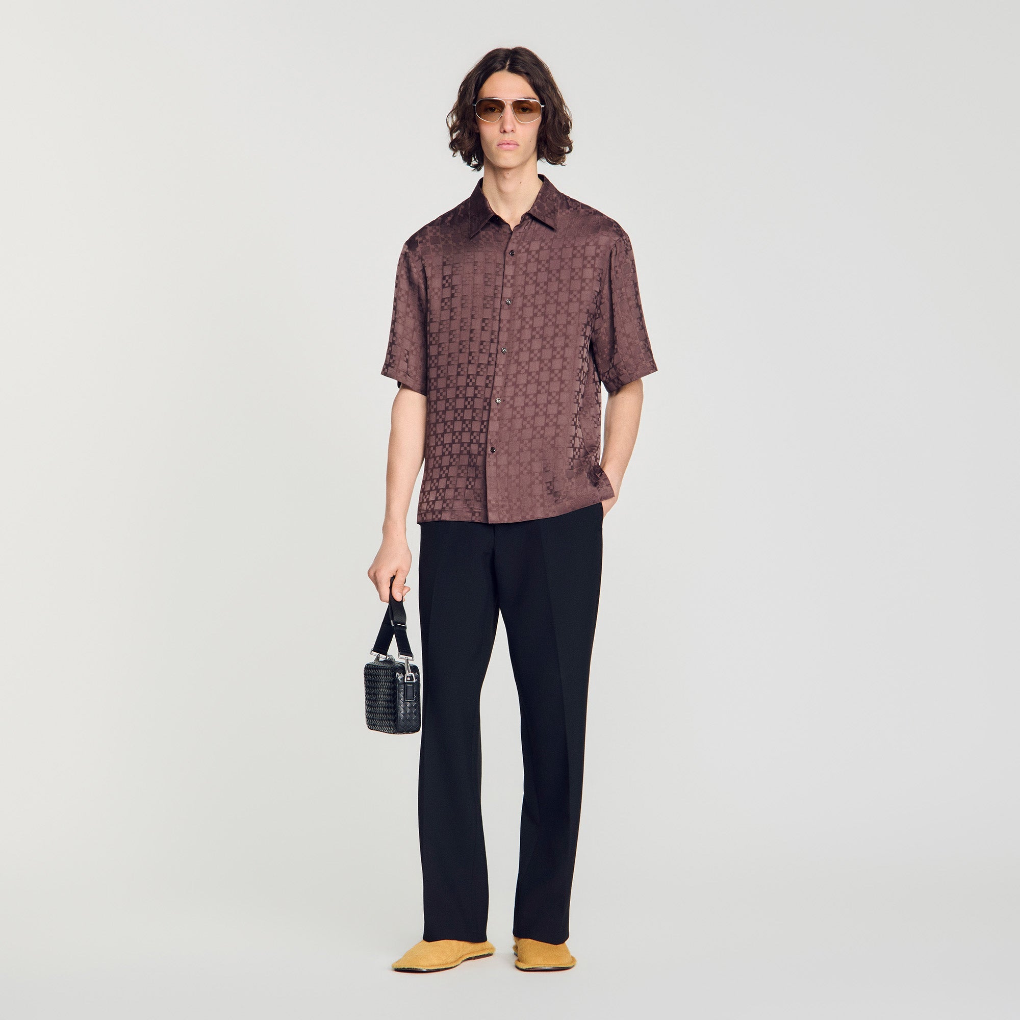 Jacquard Cross Shirt Mc Square Cross loose-fit shirt Chocolate