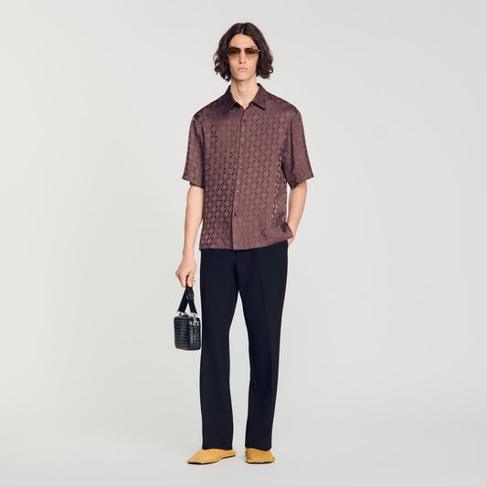Jacquard Cross Shirt Mc Square Cross loose-fit shirt Chocolate