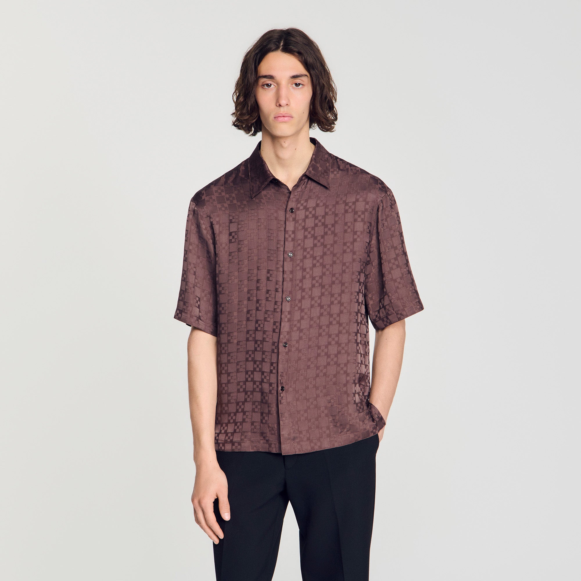 Jacquard Cross Shirt Mc Square Cross loose-fit shirt Chocolate
