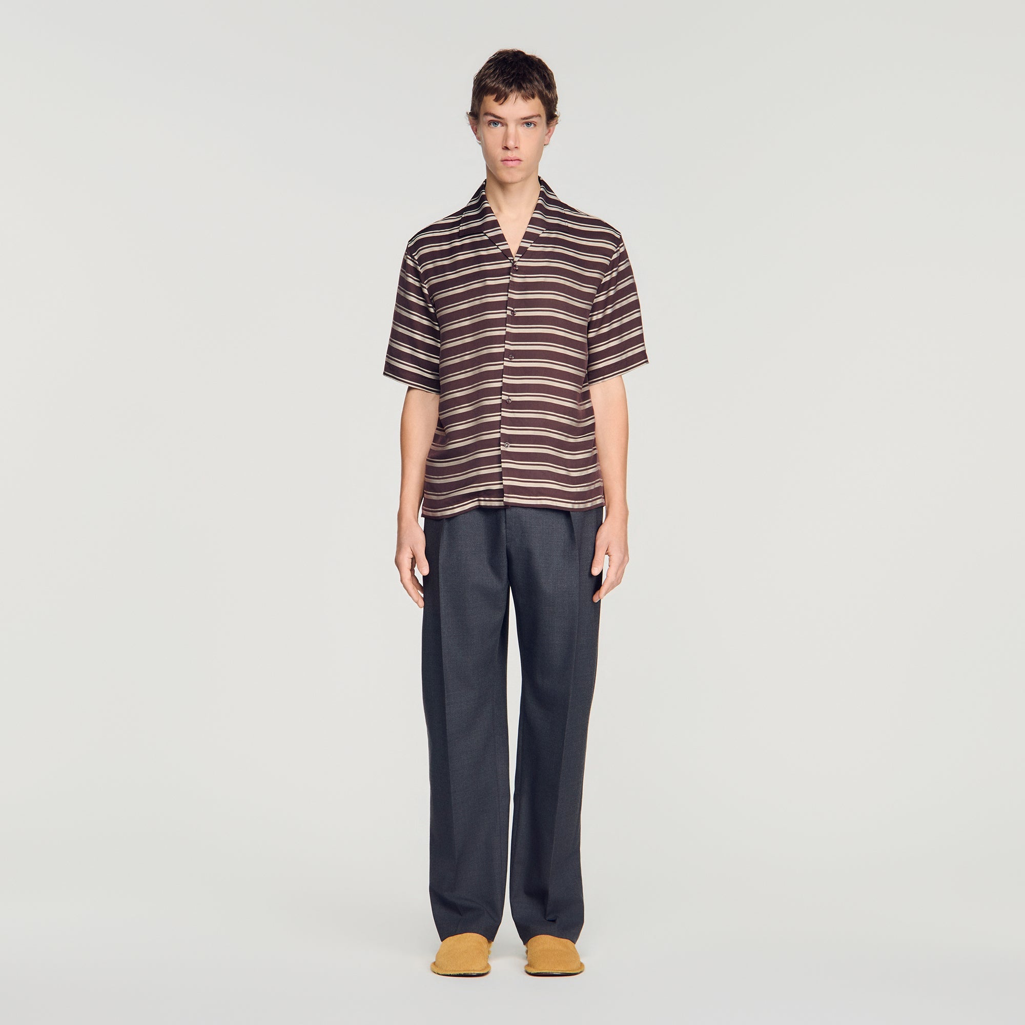 Stripy Shirt Mc Striped boat neck shirt Chocolate