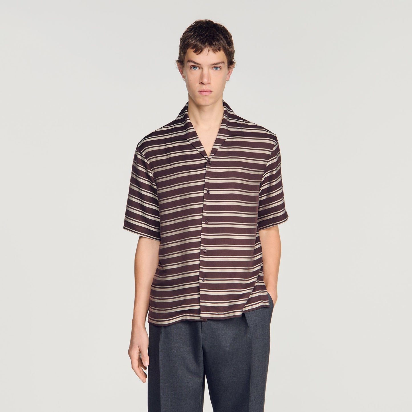 Stripy Shirt Mc Striped boat neck shirt Chocolate