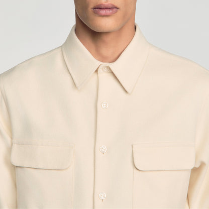 Flannel Pocket Shirt Cotton flannel shirt Ecru