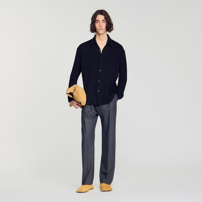 Crinkle Shirt Crinkled loose-fit shirt Black