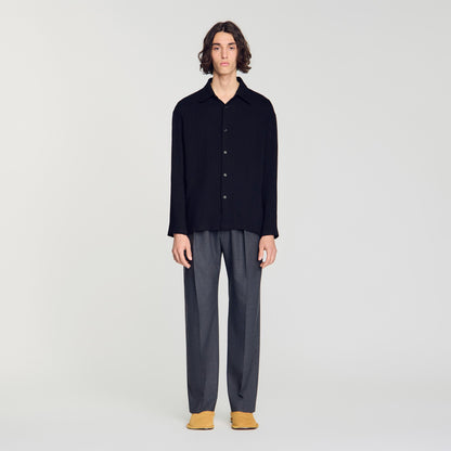 Crinkle Shirt Crinkled loose-fit shirt Black