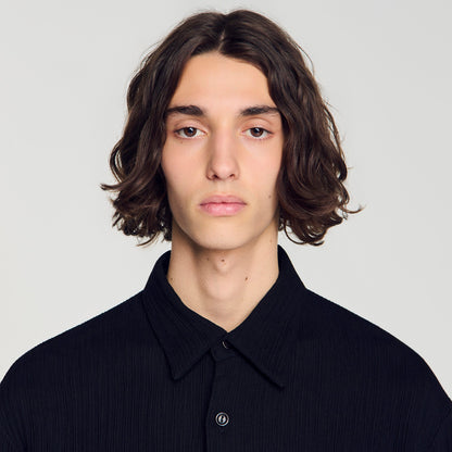 Crinkle Shirt Crinkled loose-fit shirt Black