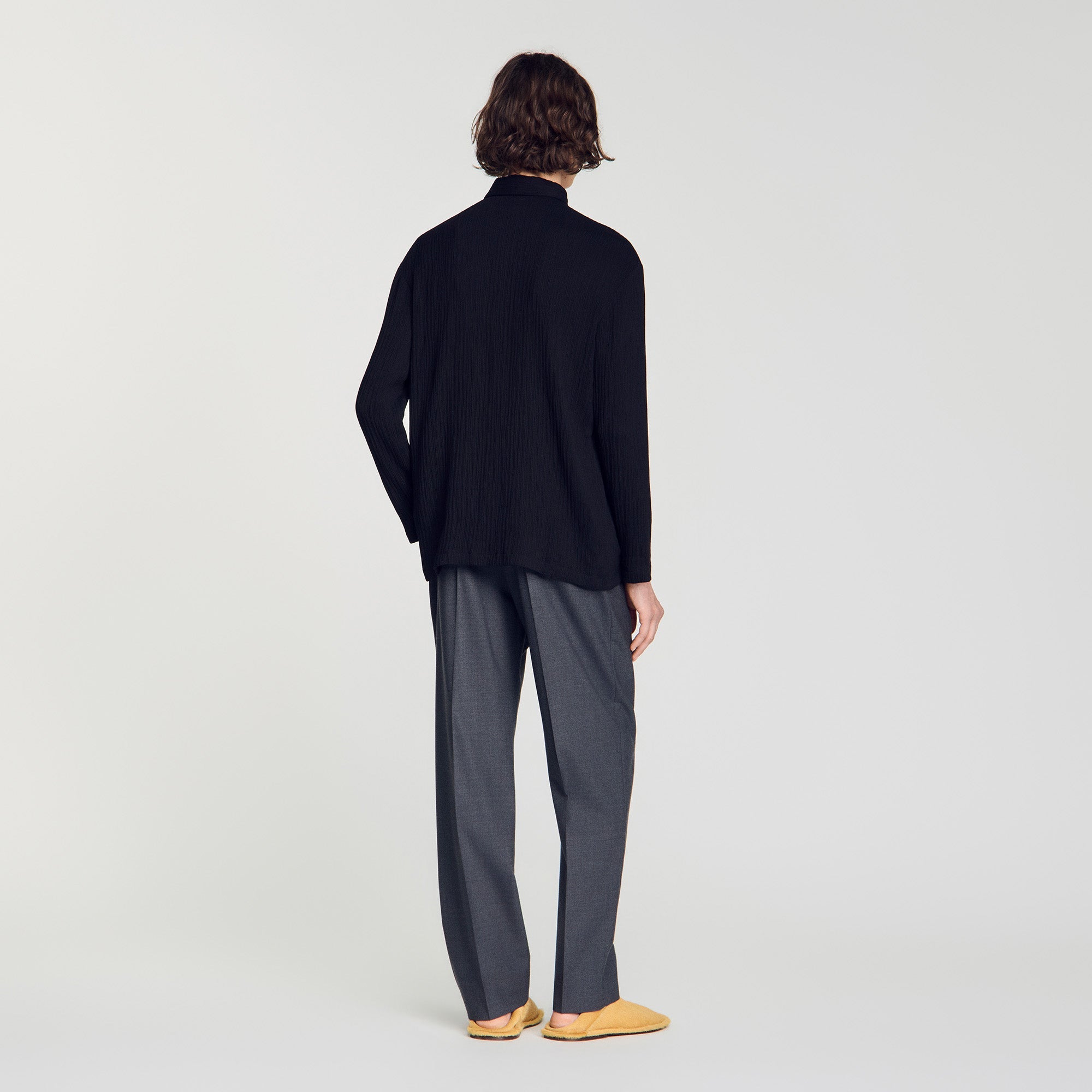 Crinkle Shirt Crinkled loose-fit shirt Black