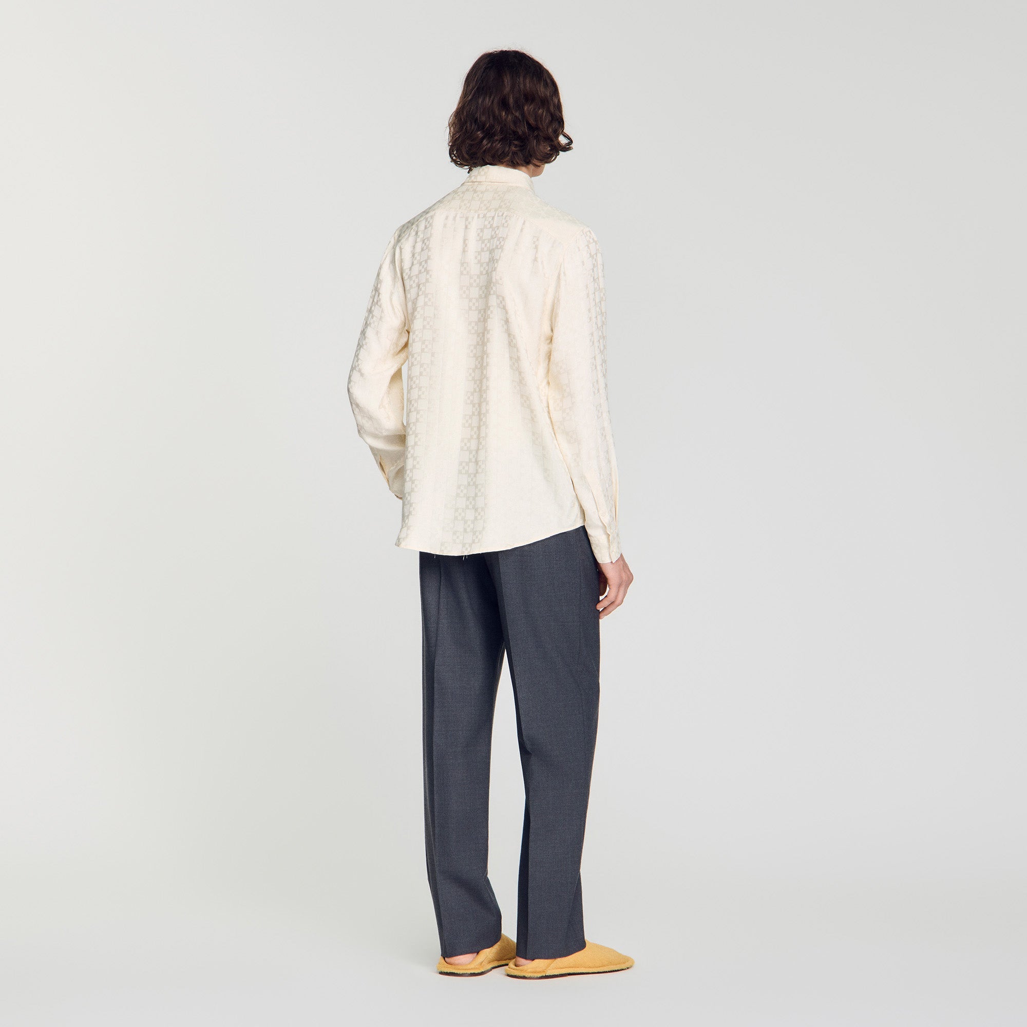 Jacquard Cross Shirt Ml Square Cross loose-fit shirt White