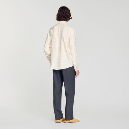 Jacquard Cross Shirt Ml Square Cross loose-fit shirt White