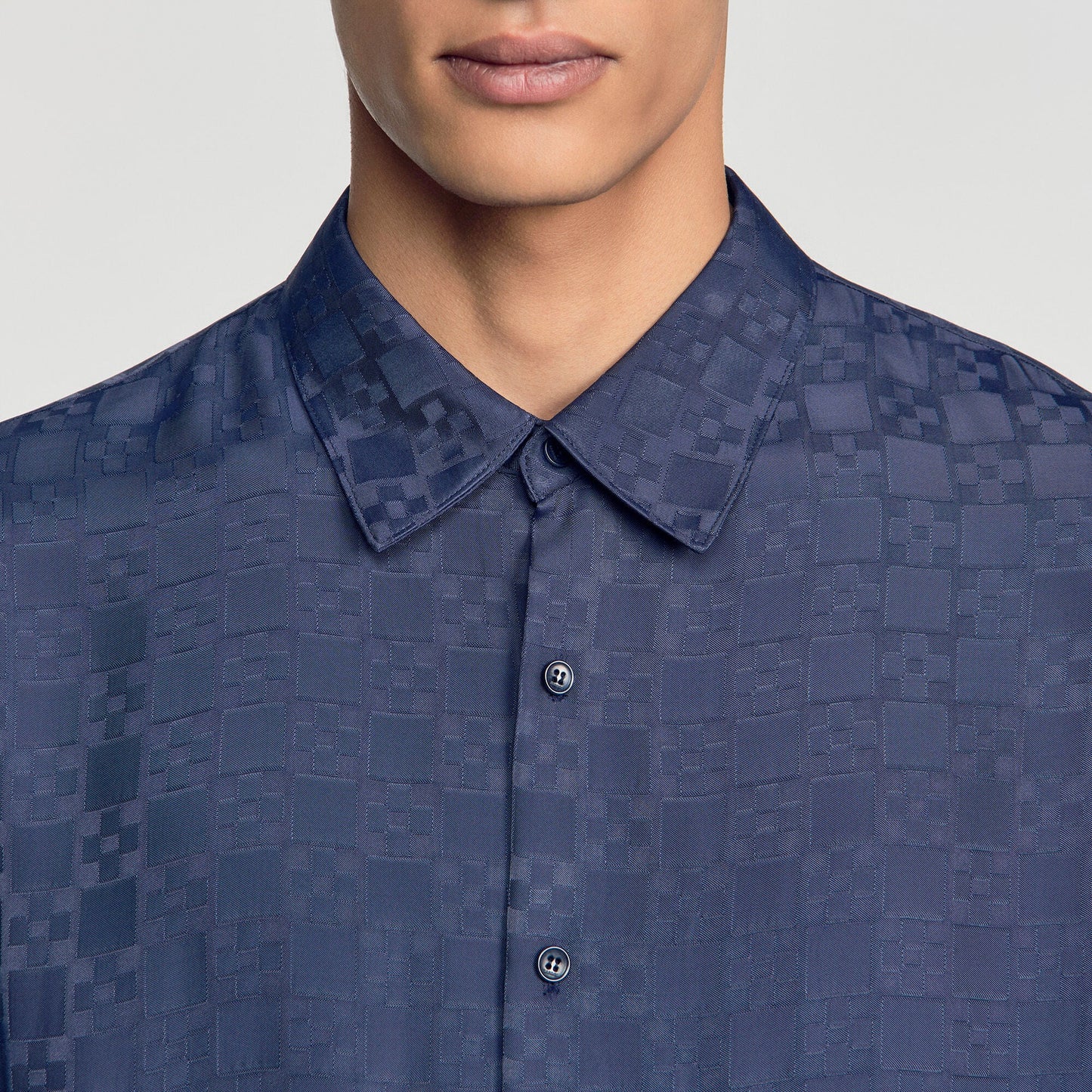 Jacquard Cross Shirt Ml Square Cross loose-fit shirt Navy Blue