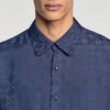 Jacquard Cross Shirt Ml Square Cross loose-fit shirt Navy Blue