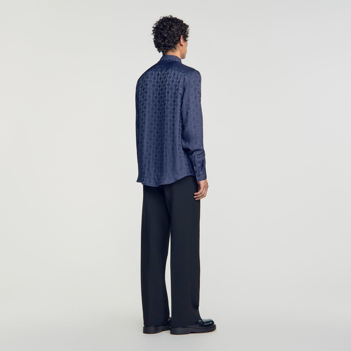 Jacquard Cross Shirt Ml Square Cross loose-fit shirt Navy Blue