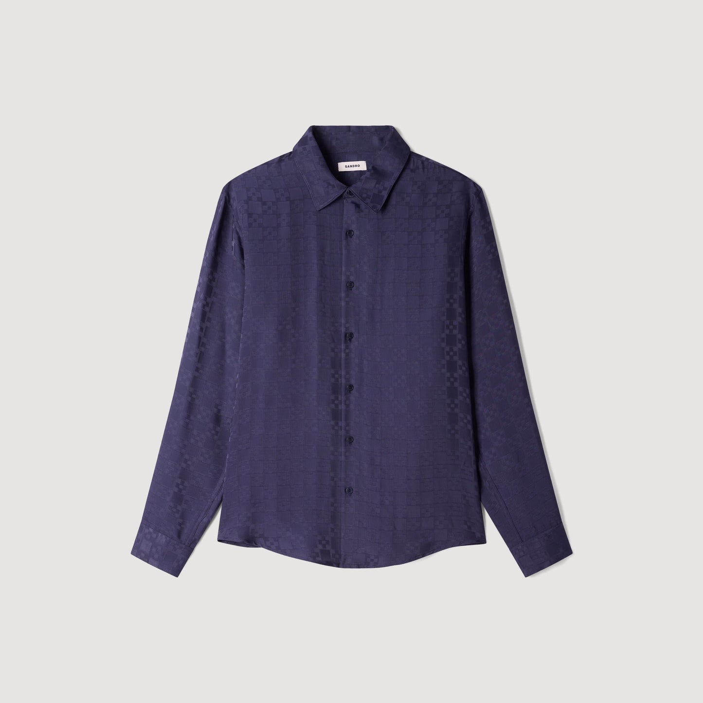 Jacquard Cross Shirt Ml Square Cross loose-fit shirt Navy Blue