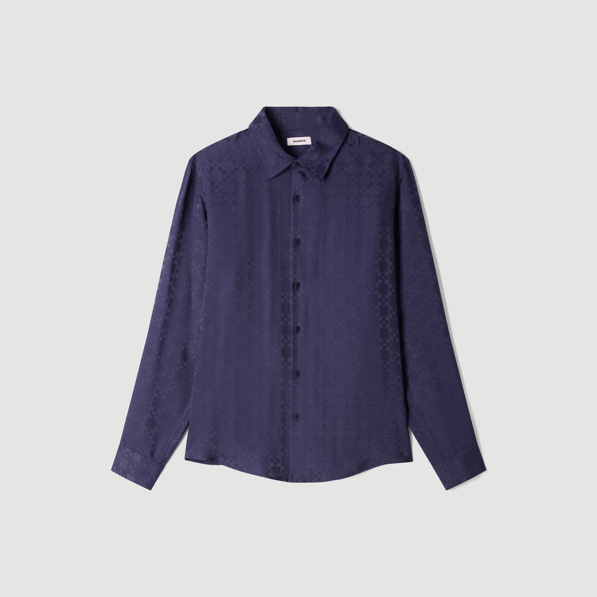 Jacquard Cross Shirt Ml Square Cross loose-fit shirt Navy Blue