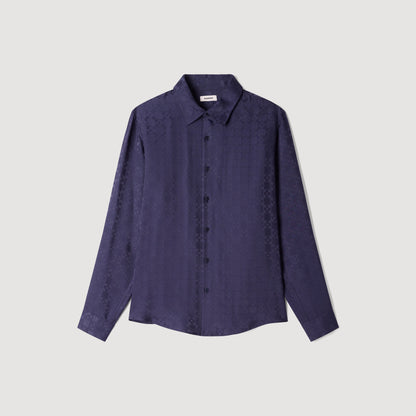 Jacquard Cross Shirt Ml Square Cross loose-fit shirt Navy Blue