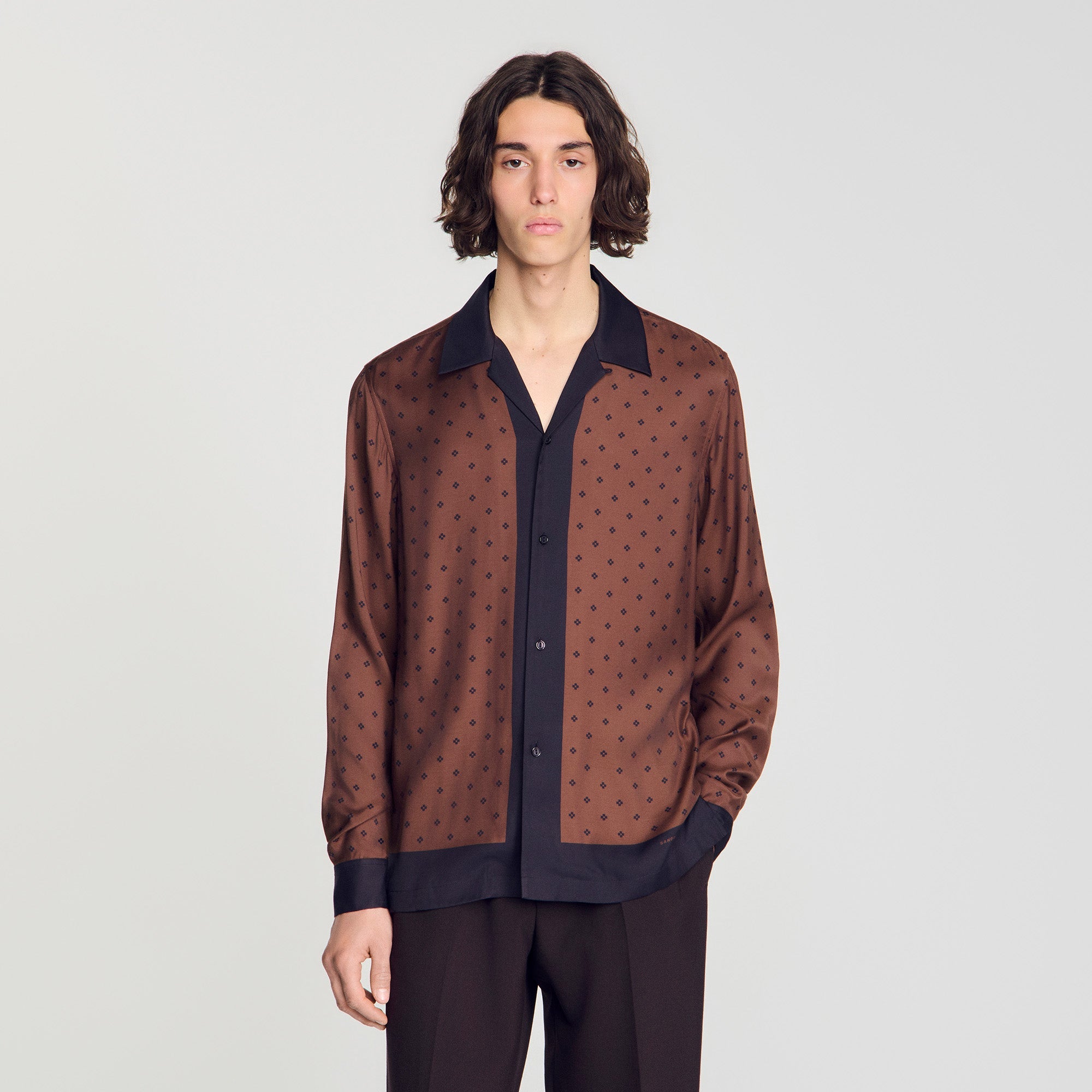 Micro Cross Ml Square Cross motif shirt Tobacco Brown