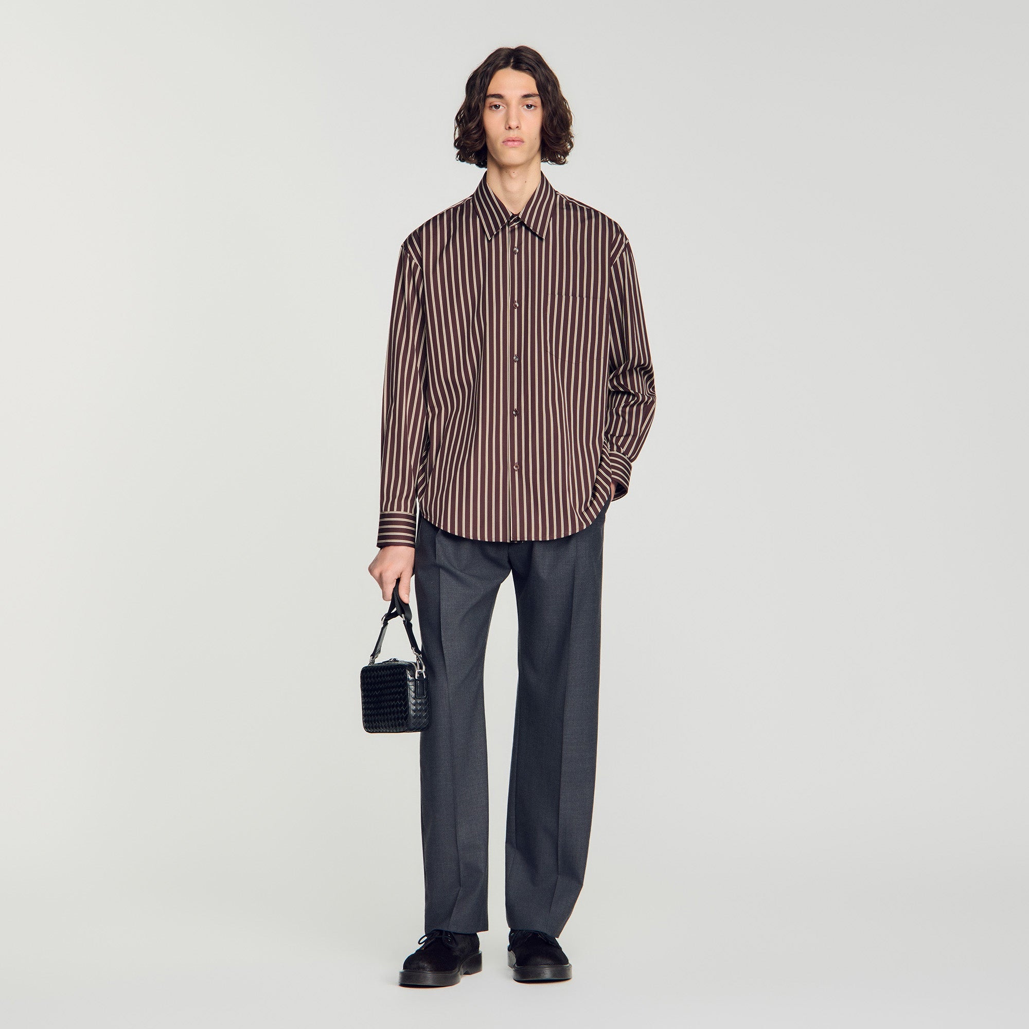 Hamptons Shirt Striped cotton shirt Chocolat / Ecru