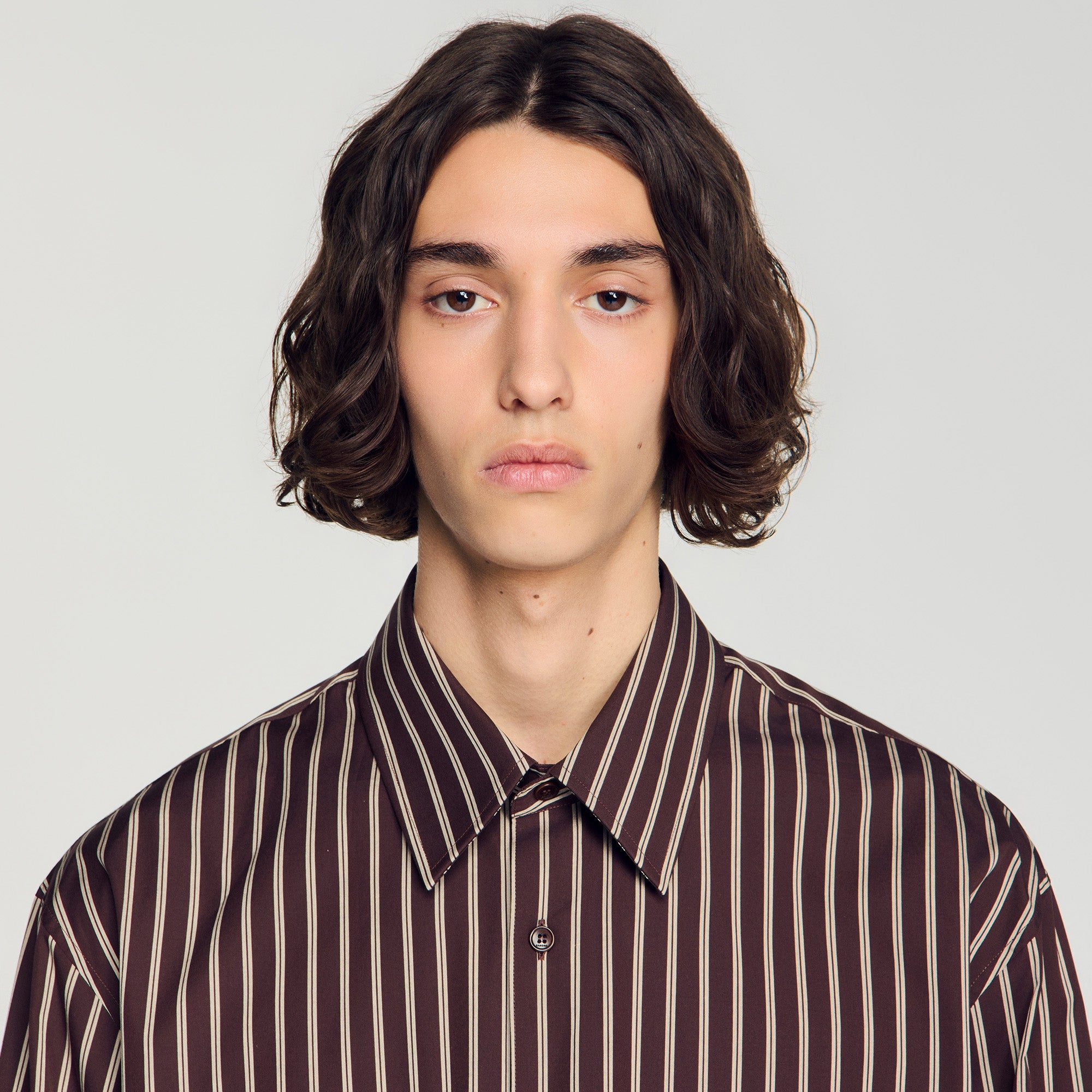 Hamptons Shirt Striped cotton shirt Chocolat / Ecru