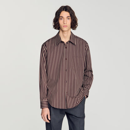 Hamptons Shirt Striped cotton shirt Chocolat / Ecru
