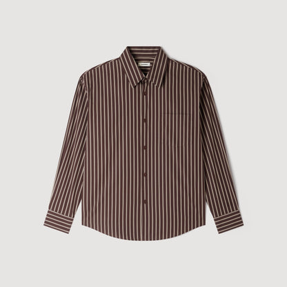 Hamptons Shirt Striped cotton shirt Chocolat / Ecru