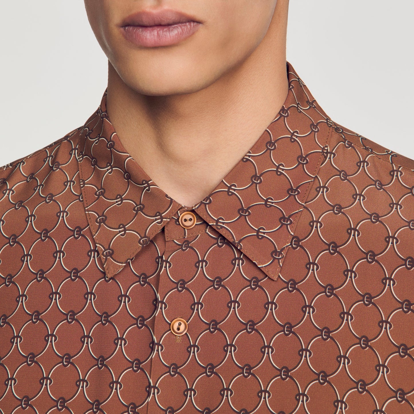 Catena Shirt Ml Floaty chain print shirt Tobacco Brown