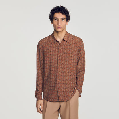 Catena Shirt Ml Floaty chain print shirt Tobacco Brown