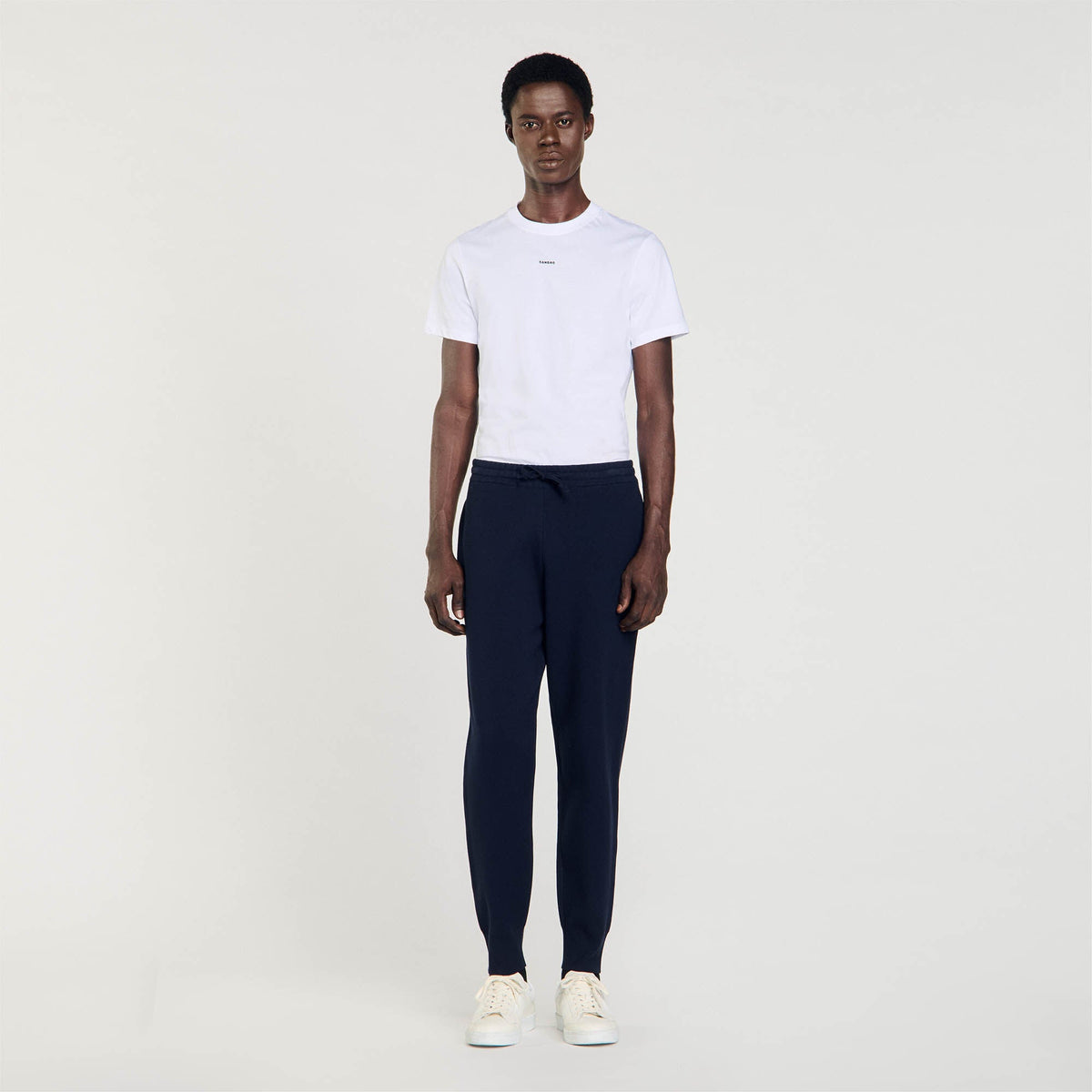 Home Jogging Patch En Cuir Knit Jogging Bottoms Navy Blue