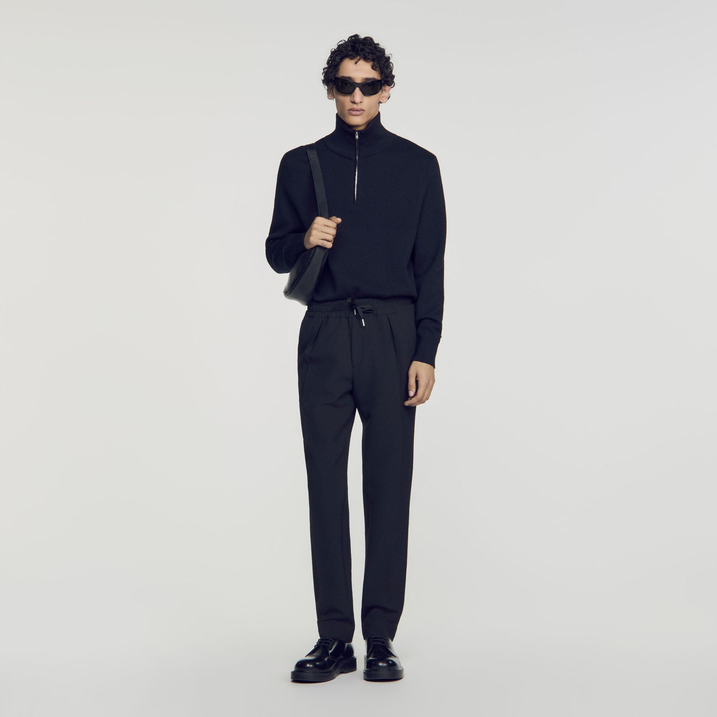 Jersey Pli  Elastic waist Trousers Black