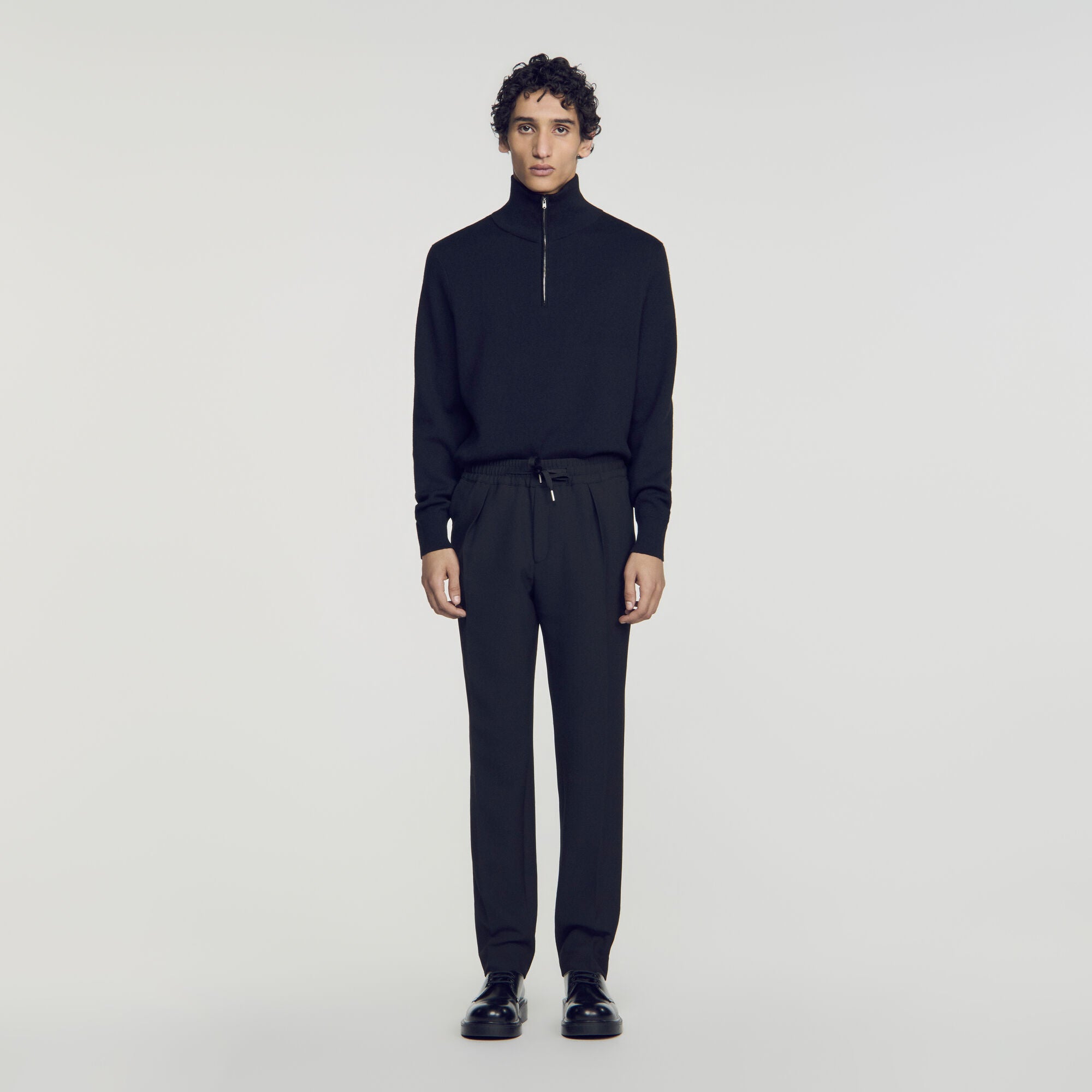 Jersey Pli  Elastic waist Trousers Black