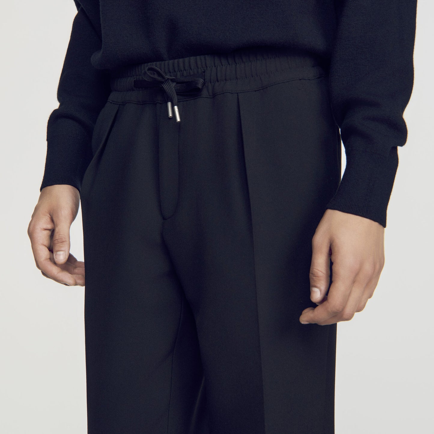 Jersey Pli  Elastic waist Trousers Black