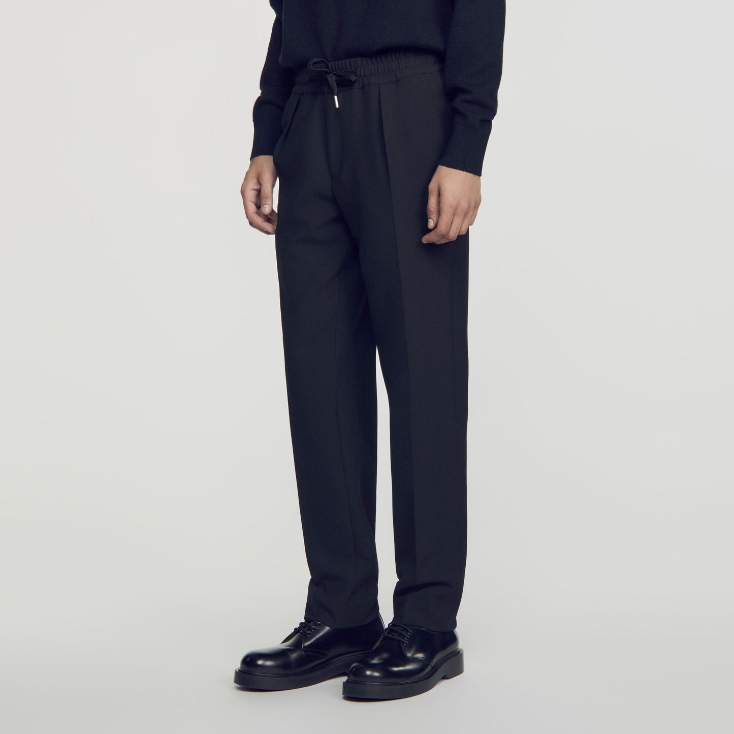 Jersey Pli  Elastic waist Trousers Black