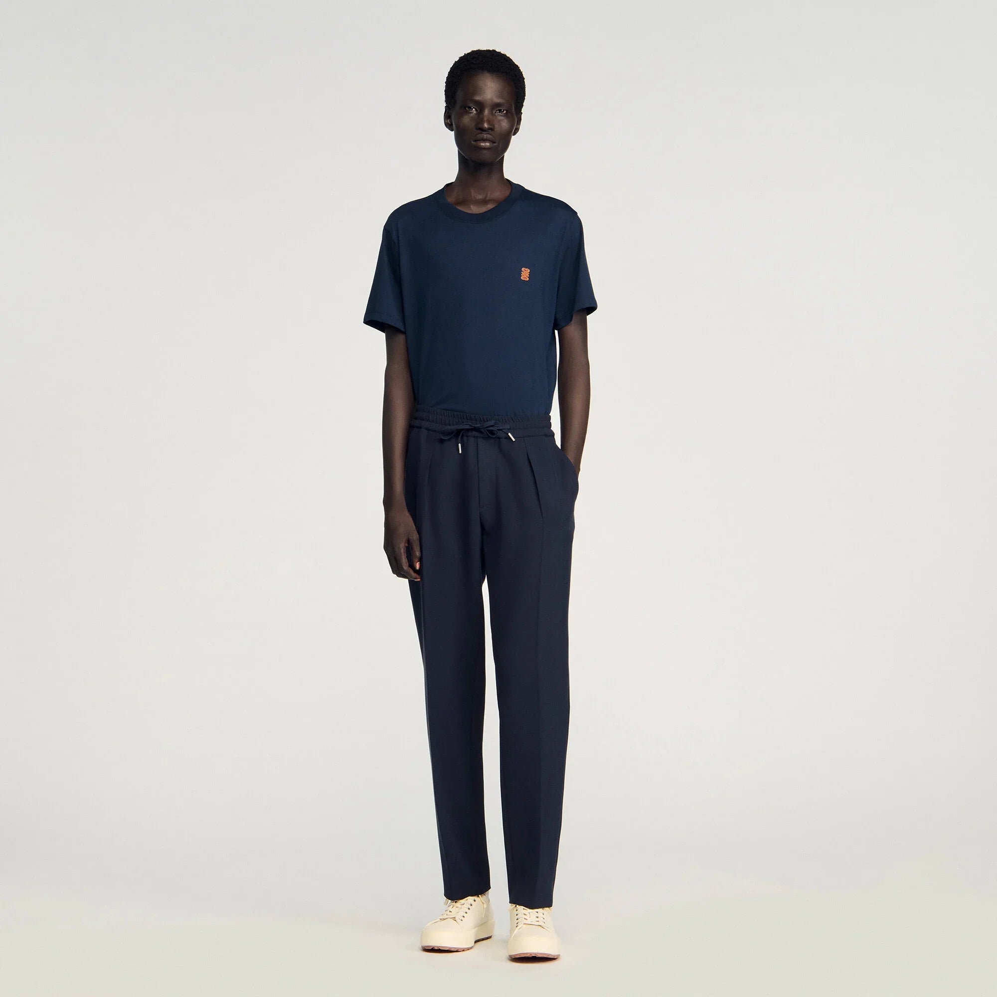 Jersey Pli Elasticated Straight Trousers Black