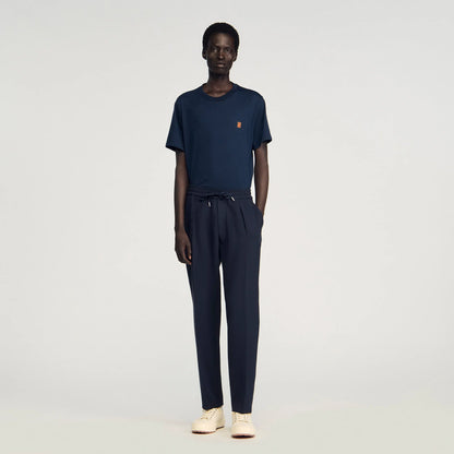 Jersey Pli Elasticated Straight Trousers Black
