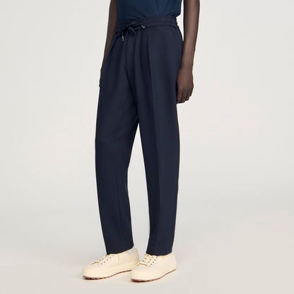 Jersey Pli Elasticated Straight Trousers Black
