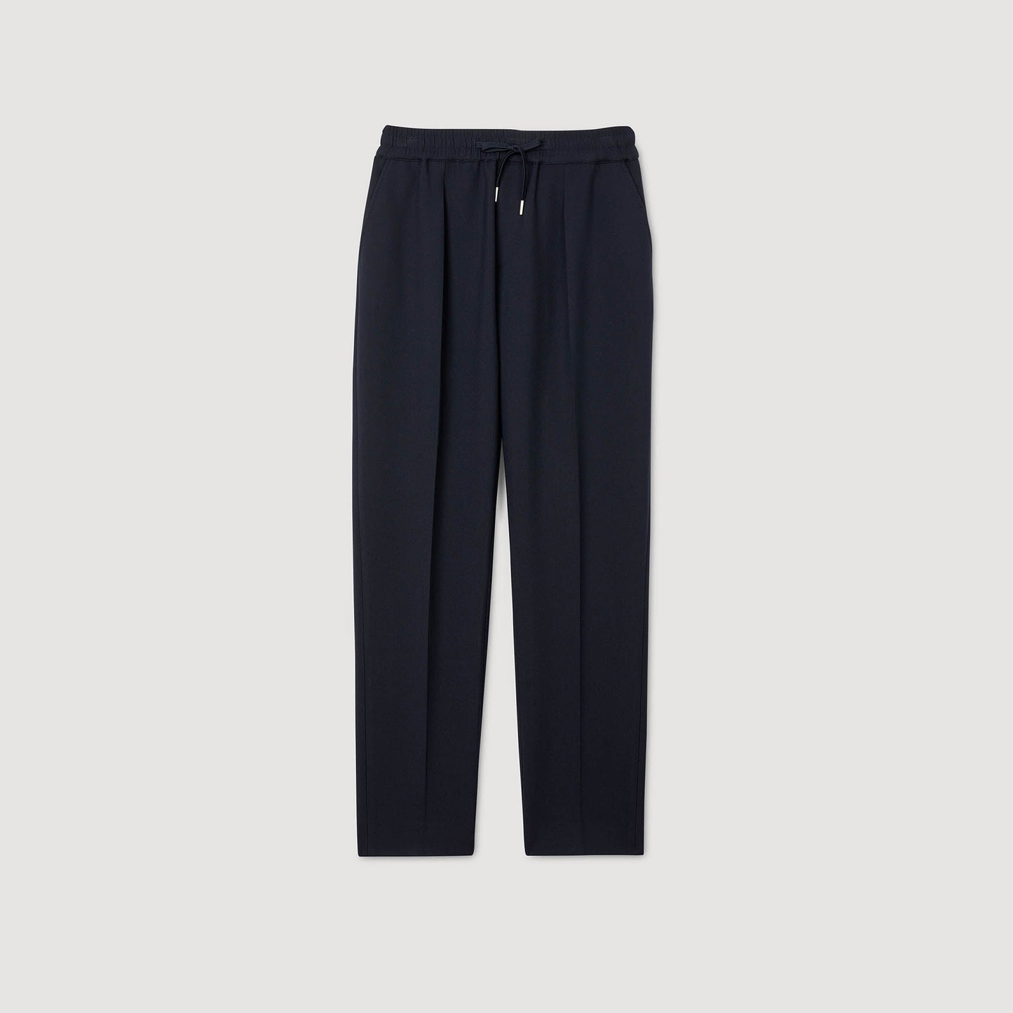 Jersey Pli Elasticated Straight Trousers Black
