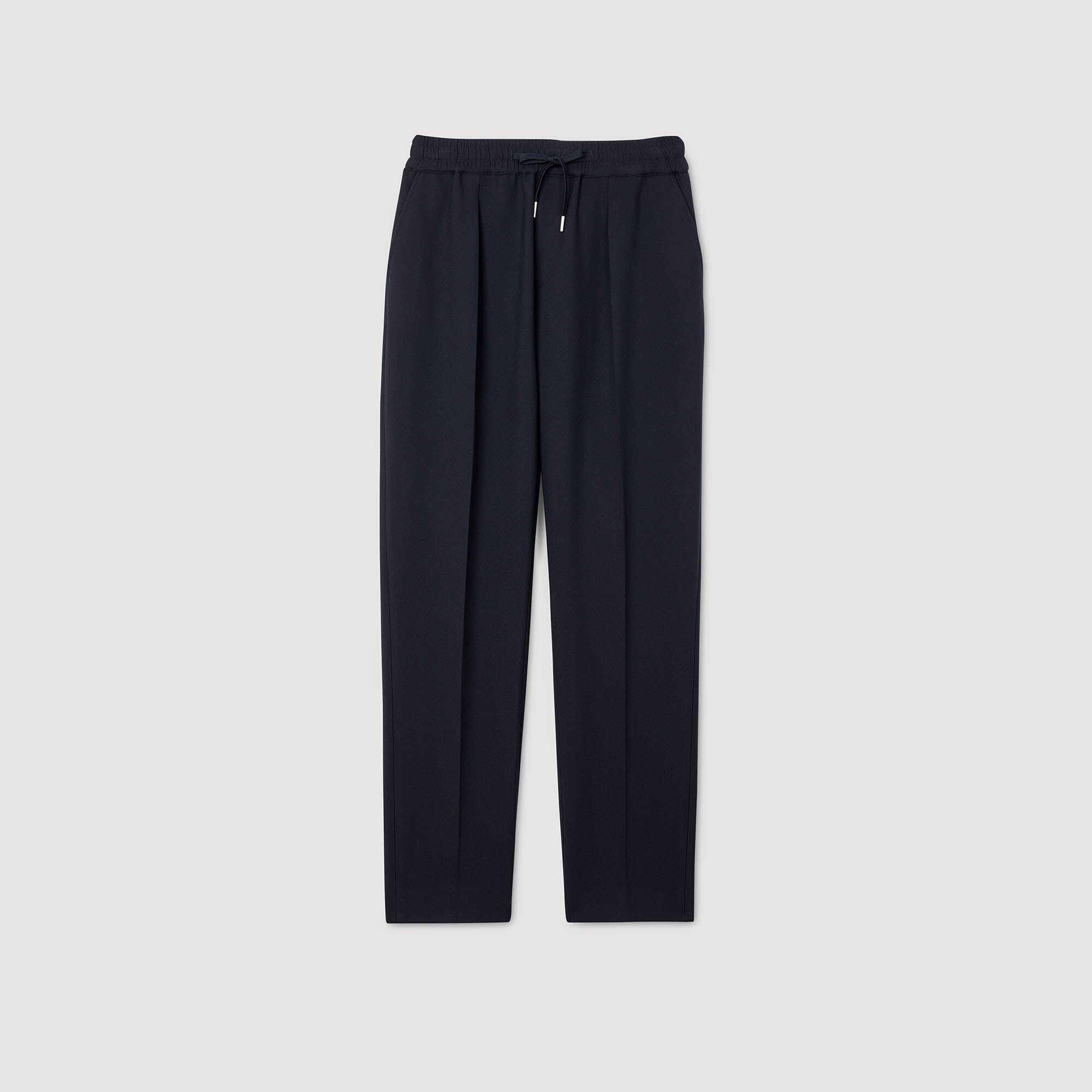 Jersey Pli Elasticated Straight Trousers Black