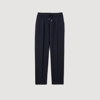 Jersey Pli Elasticated Straight Trousers Black