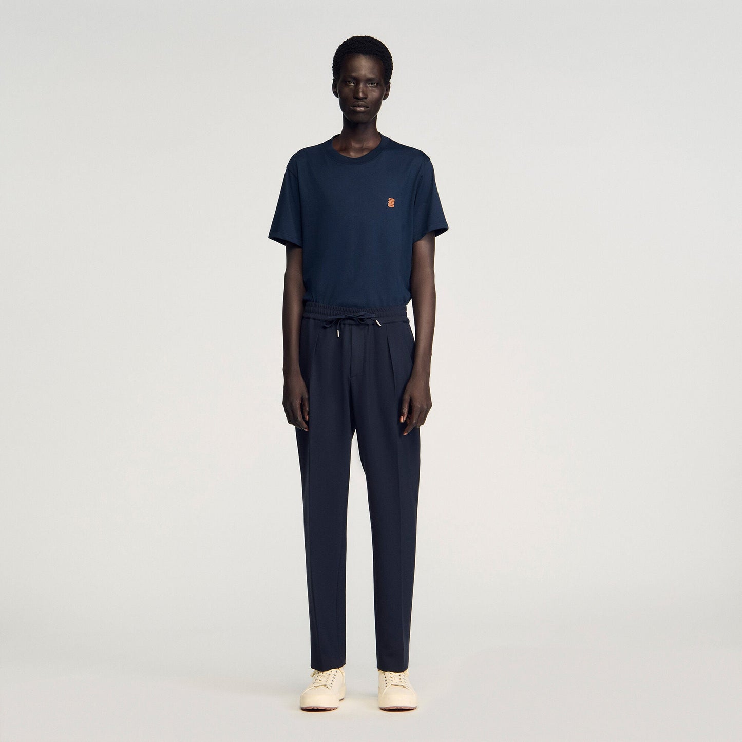 Jersey Pli Elasticated Straight Trousers Black