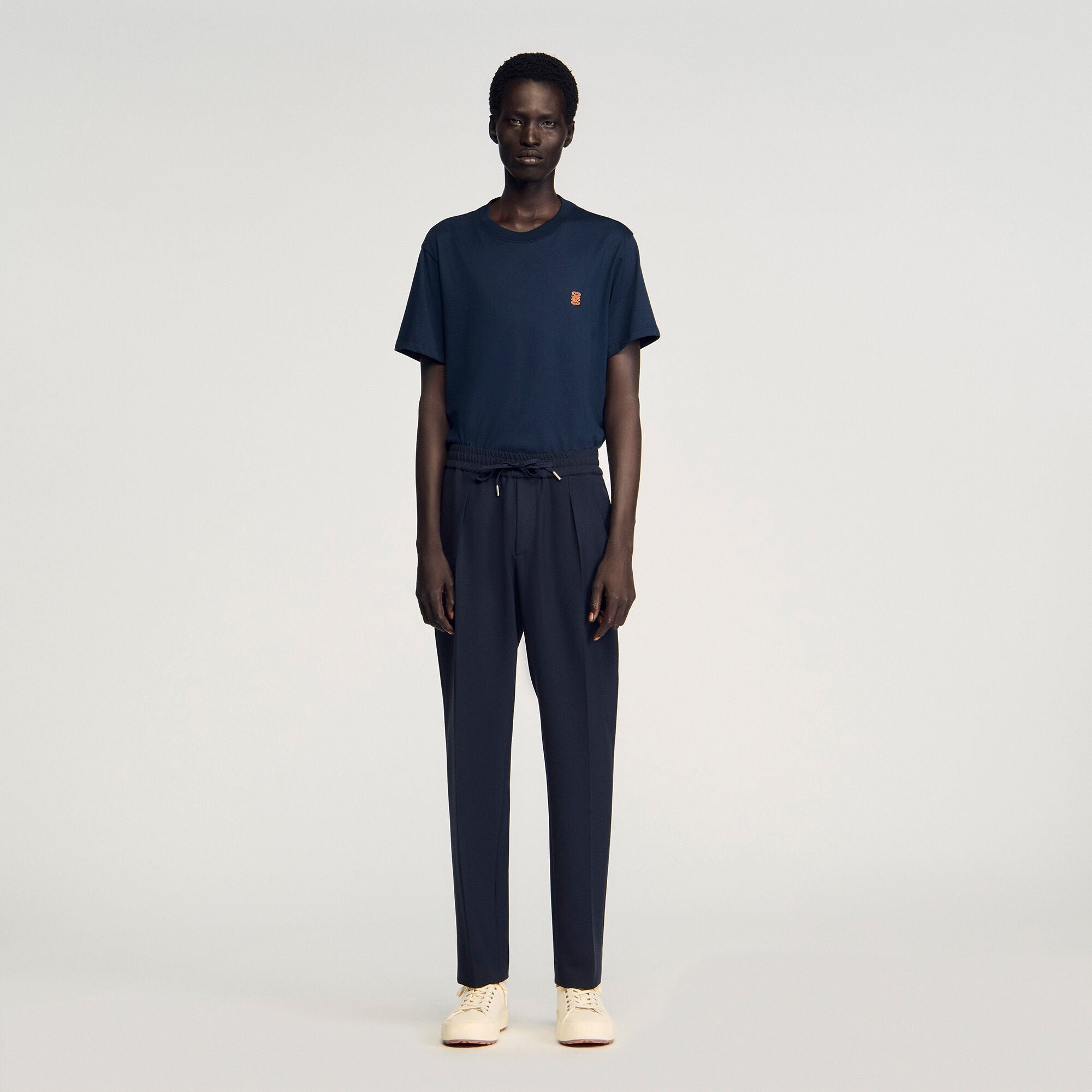 Jersey Pli Elasticated Straight Trousers Black