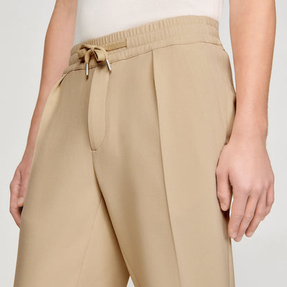 Jersey Pli Elasticated Straight Trousers Cappucino
