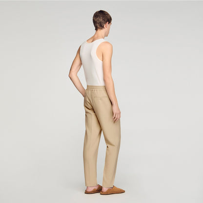 Jersey Pli Elasticated Straight Trousers Cappucino