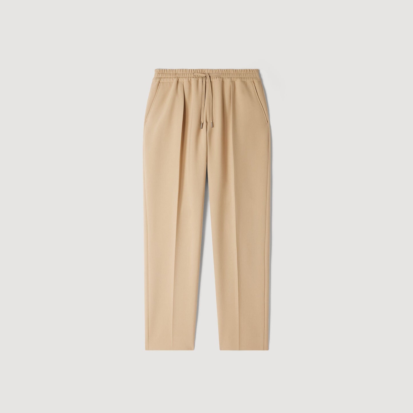 Jersey Pli Elasticated Straight Trousers Cappucino